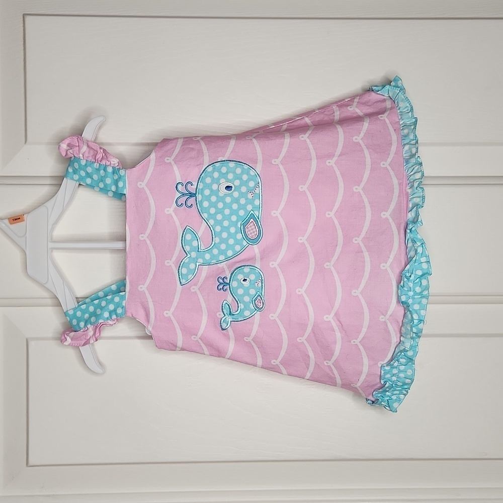 Claire & Charlie Pink White Blue Whale Bloomer Set Size 6M